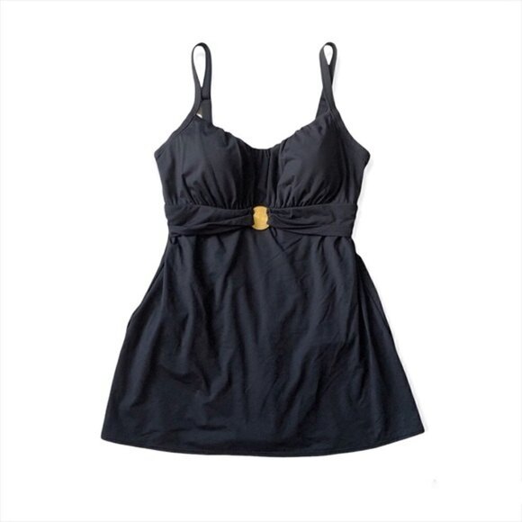 Coco Reef Black Tankini One Piece Swimsuit Swimdress 32D - Picture 4 of 13